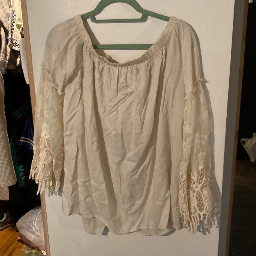 Anthropologie Hummingbird Off Shoulder top L